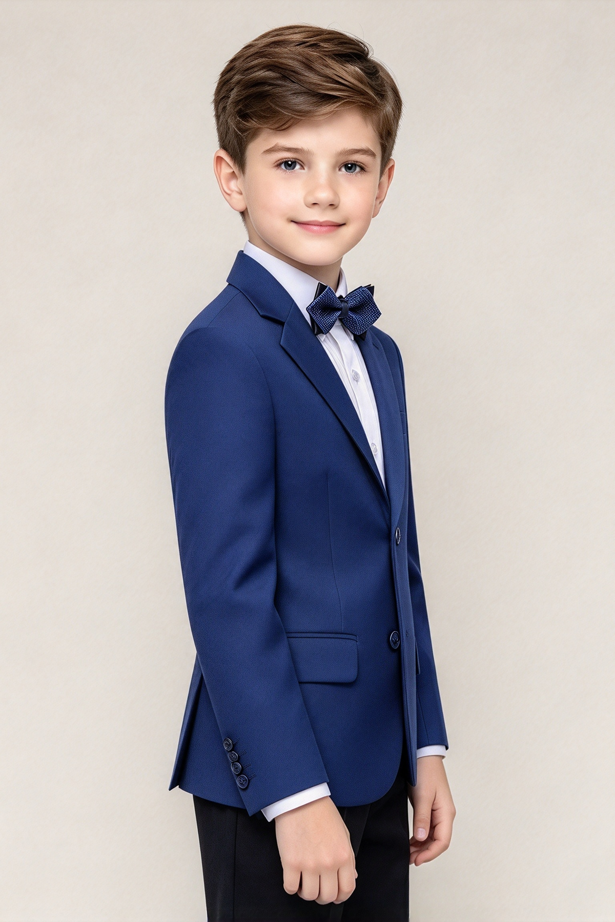 Boys Navy Blue Single Breasted Suit Jacket