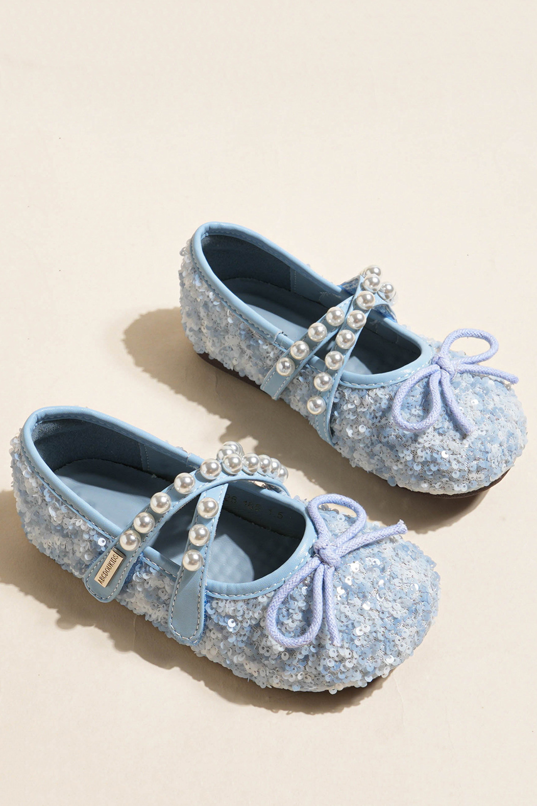 Light Blue Sequin Pearl Mary Jane Princess Shoes