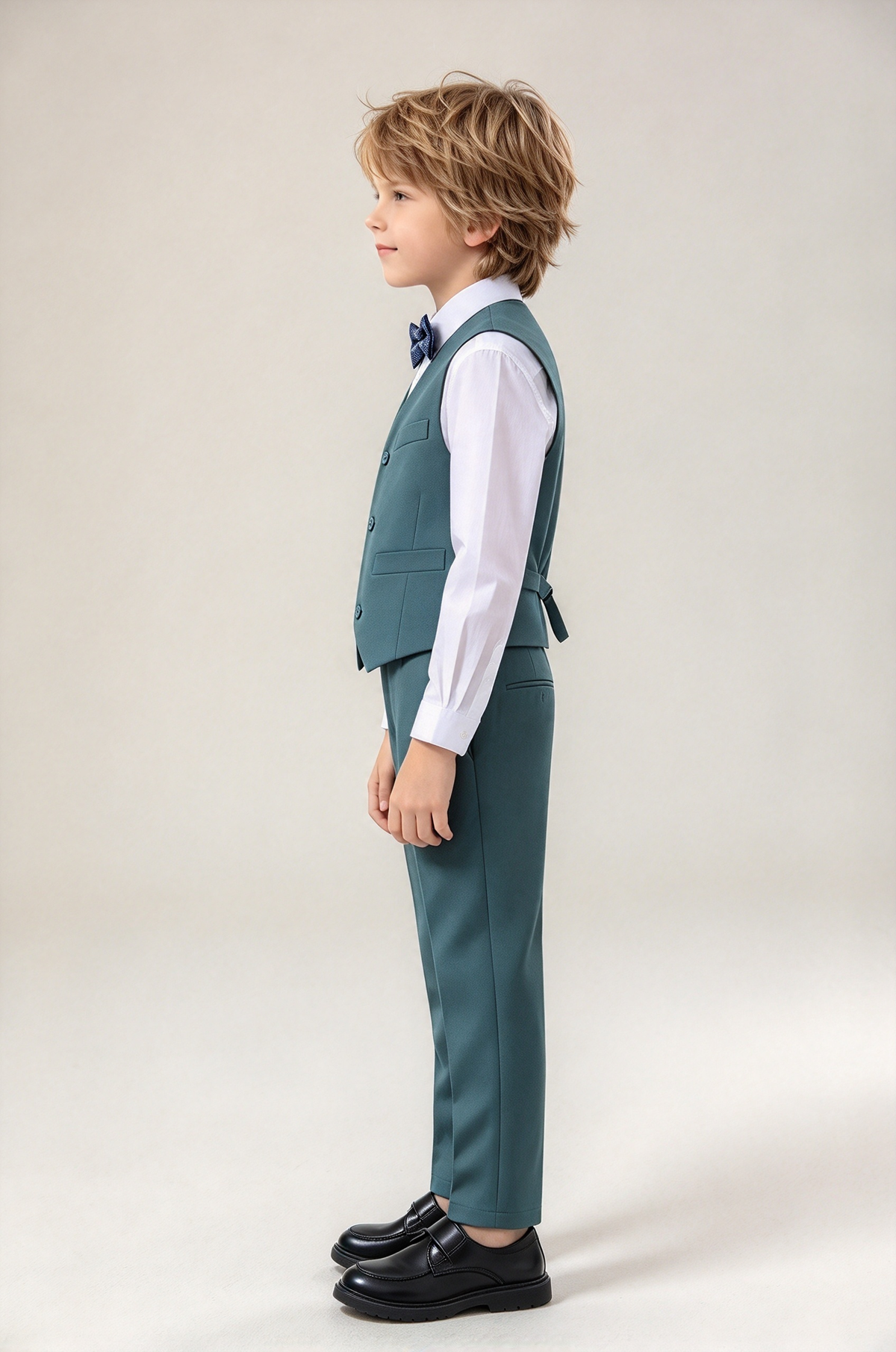 Teal Boys Single Breasted Waistcoat 2-Piece Set