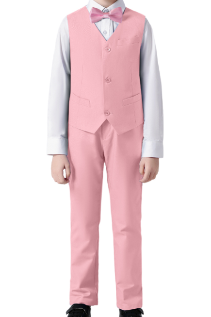Pink Boys Single Breasted Vest 2-Piece Set
