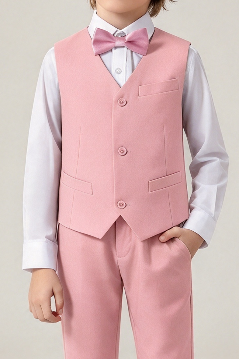 Pink Boys Single Breasted Vest 2-Piece Set