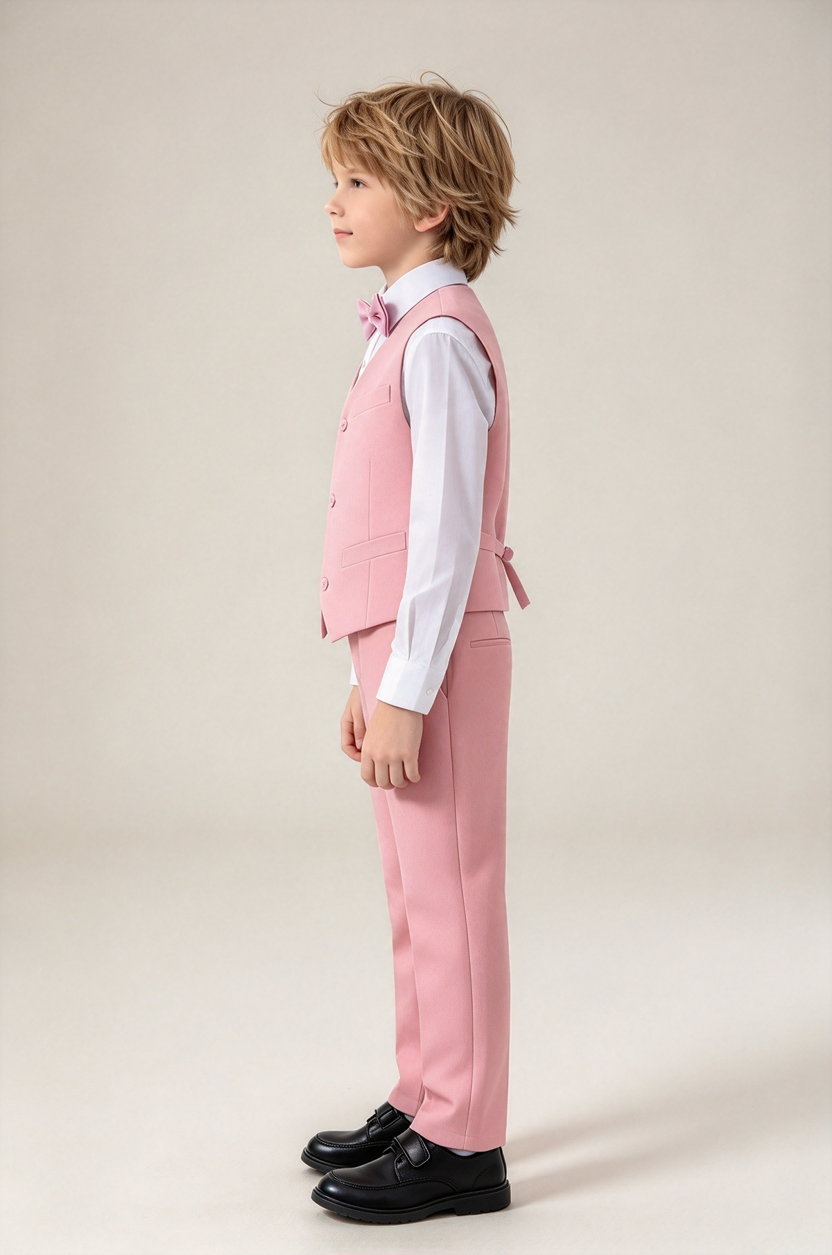 Pink Boys Single Breasted Vest 2-Piece Set