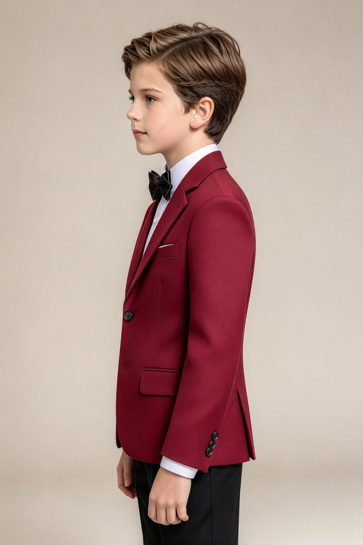 Burgundy Single Breasted Boys Formal Blazer
