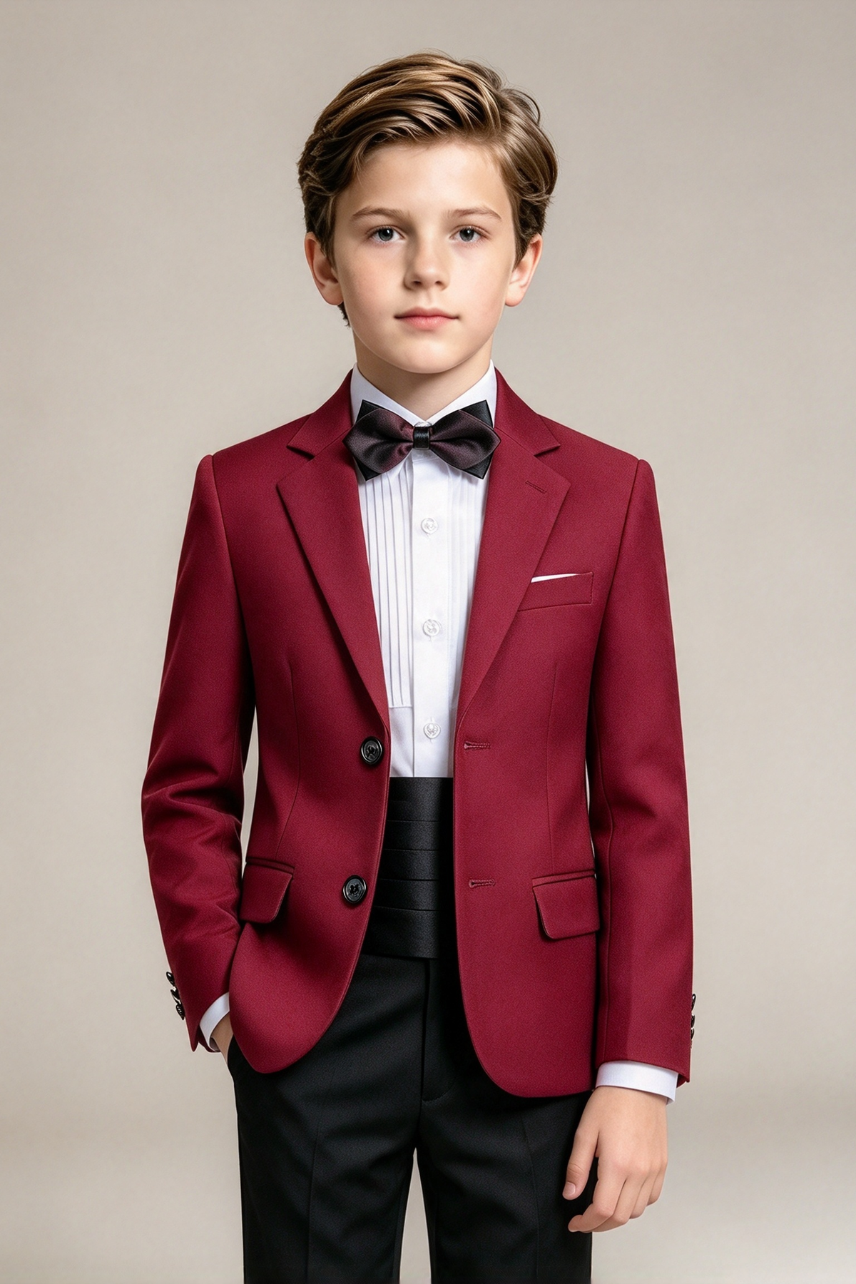 Burgundy Single Breasted Boys Formal Blazer