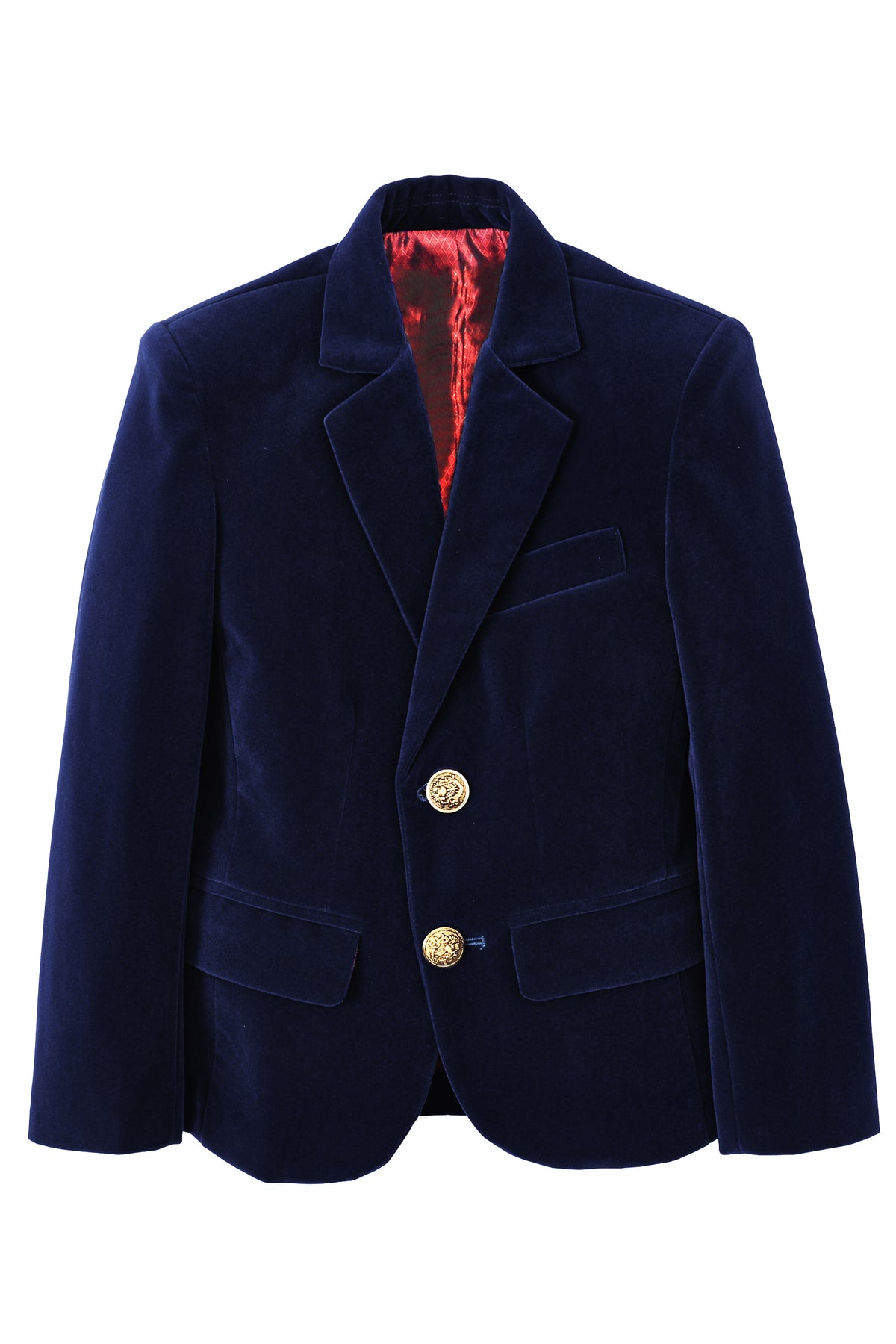 Navy Blue Velvet Single Breasted Boys Formal Blazer