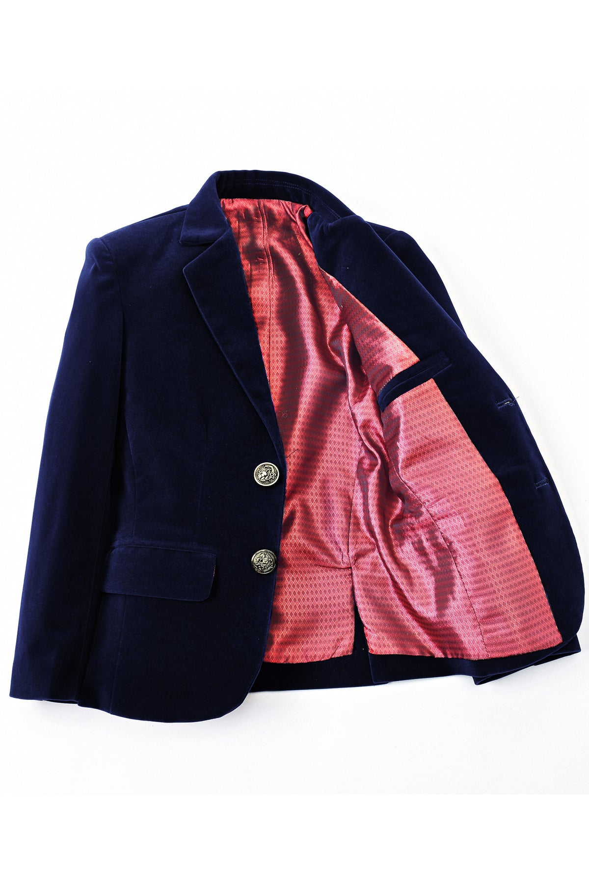 Navy Blue Velvet Single Breasted Boys Formal Blazer