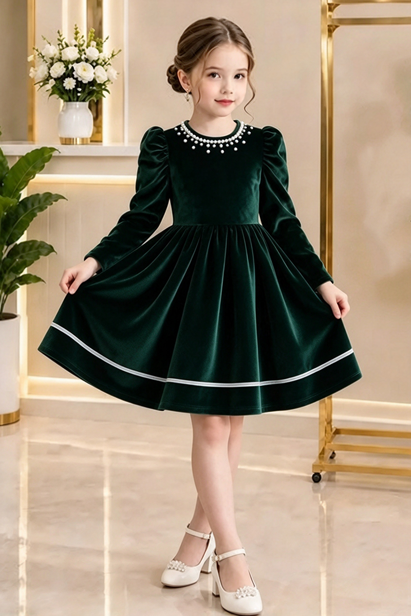 Girls Burgundy Velvet Dress for Weddings